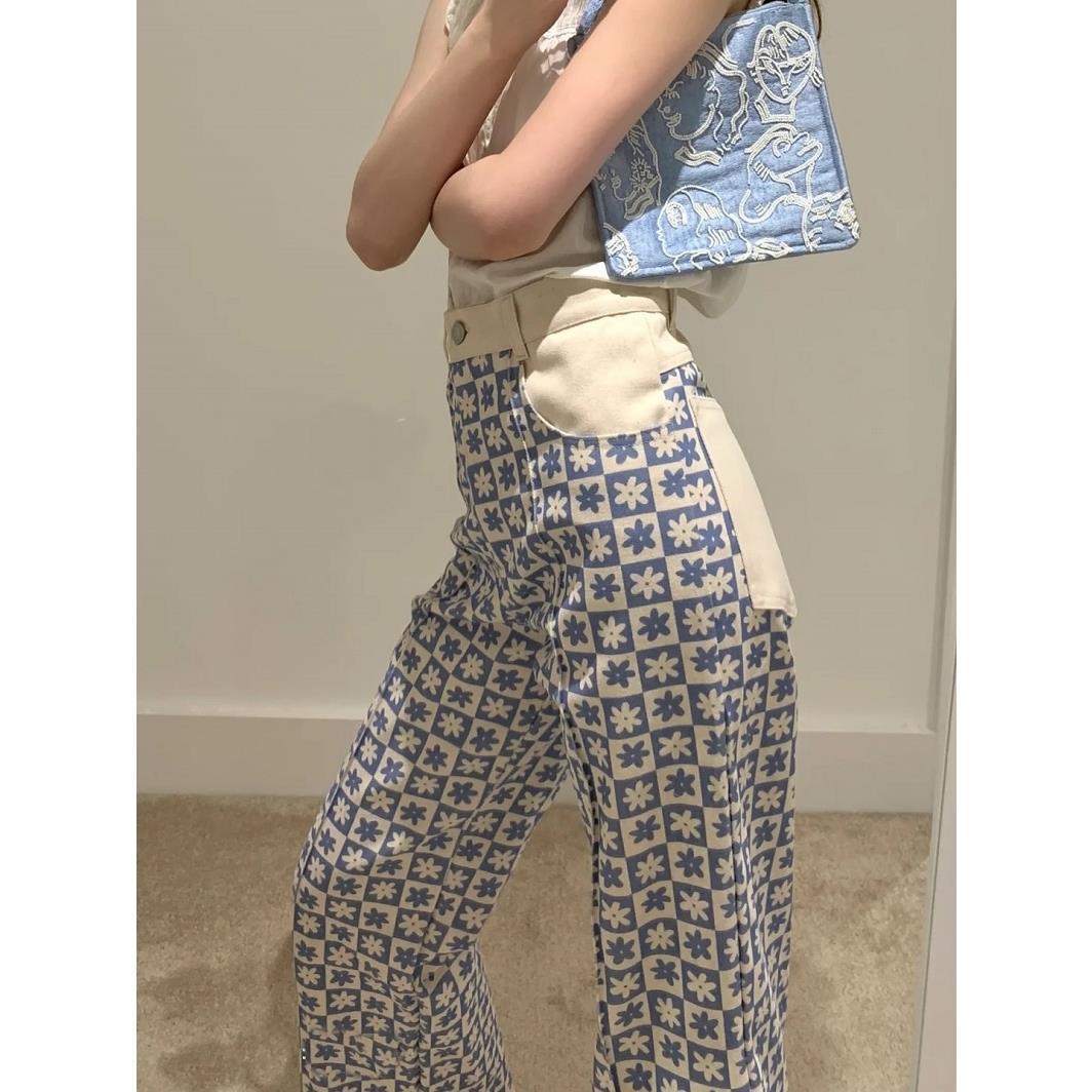 Jeans Elastic Waist Full Length Print Soft Comfortable Fashion Modern New Casual Cool Popular Spring Autumn Famale
